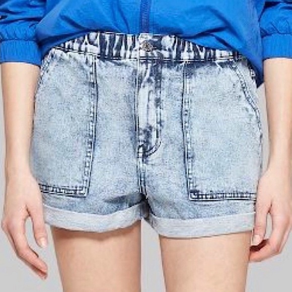 Pants - NWOT Wild Fable blue acid wash stretchy high waisted shorts, size small